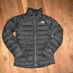 North Face Girls 7/8 Down Jacket Taupe Green